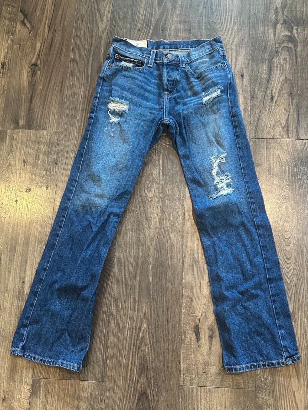 GUC Men's The Hollister Boot Jeans Button Fly Cowboy Distressed, Size: 28 x 30